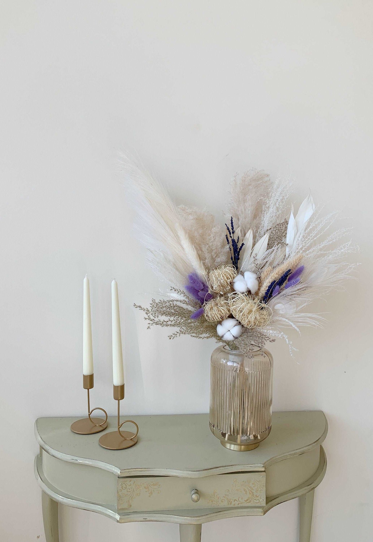 Dried Bouquet, Lavender and White dried Bouquet,Boho Interior Bouquet, Boho Home Decor, Dried flower arrangement , Forever flowers