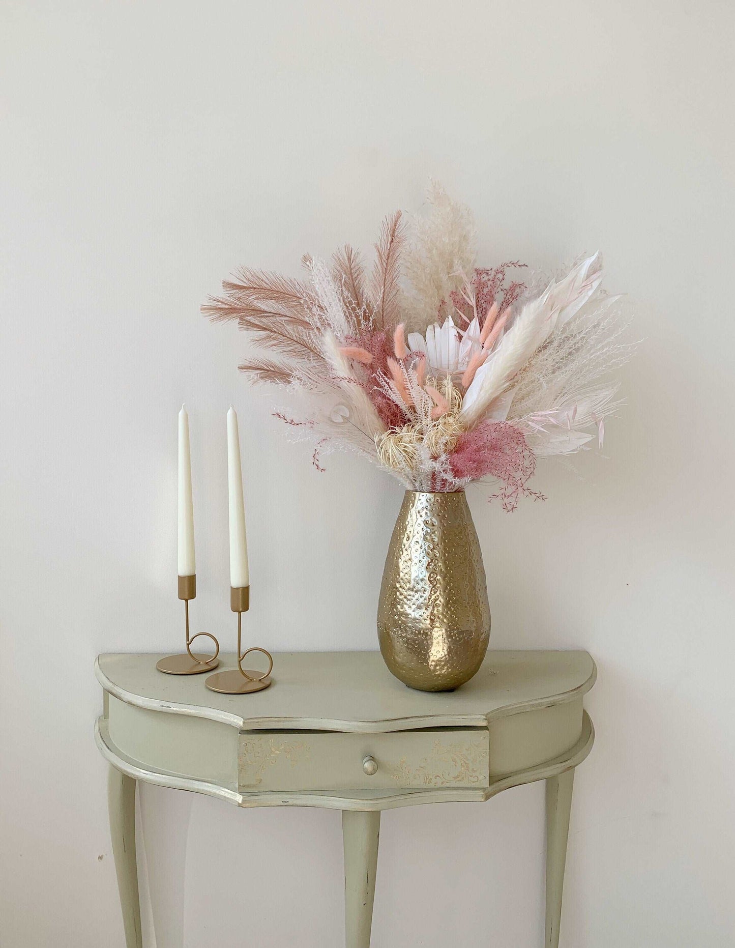 Dried Bouquet, Dusty Pink and White dried Bouquet,Boho Interior Bouquet, Boho Home Decor, Dried flower arrangement , Forever flowers