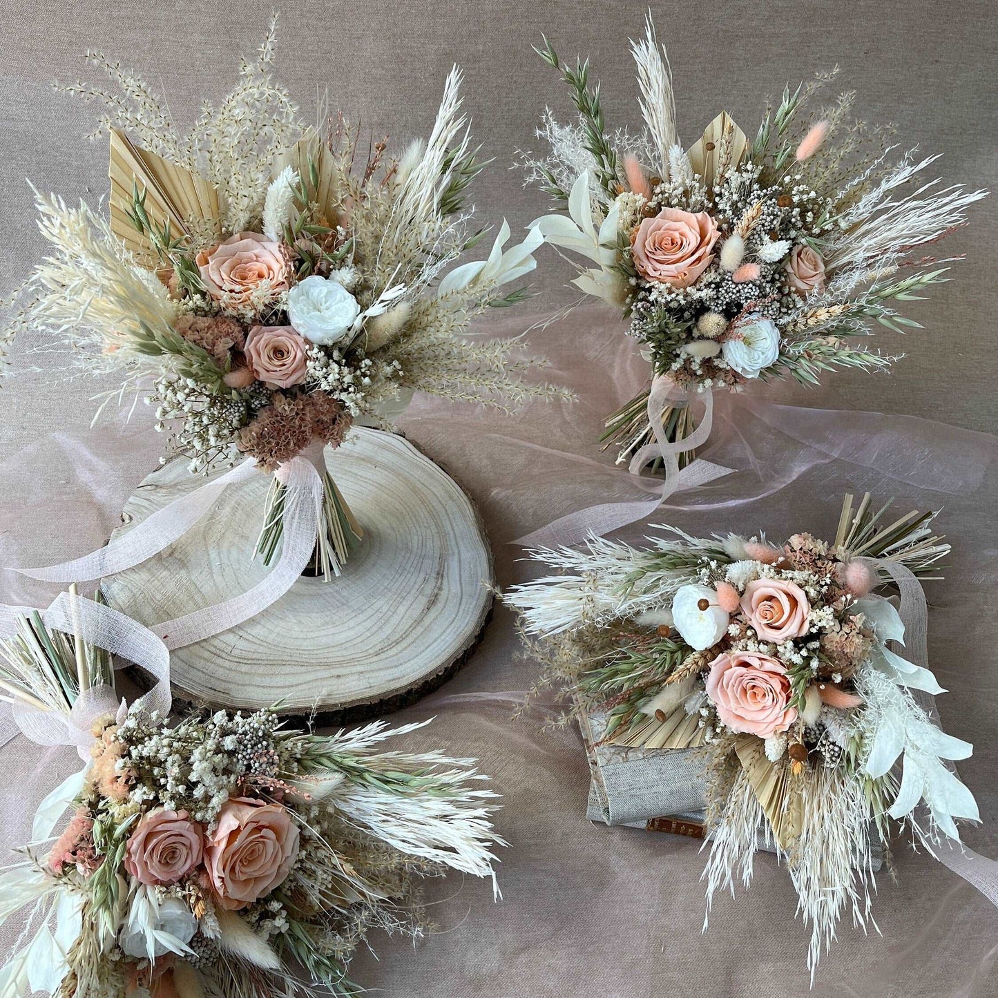 Peach Wedding Bouquet, Pastel Bouquet, Blush and Peach Wedding, Salmon Bouquet, Boho Bridal Bouquet, Peach&Sage Green Bouquet, Rustic Bridal