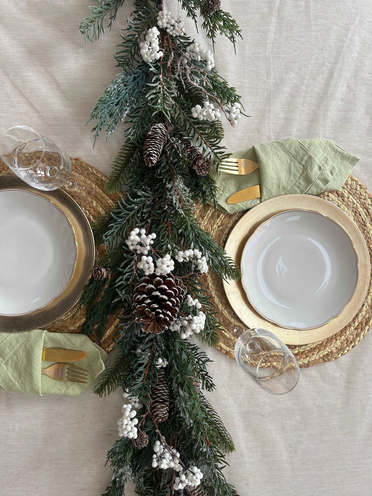 Christmas Garland, Artificial Fir Tree & Pine cones Garland, Evergreen Garland 3.6ft, Christmas Mantelpiece, Christmas table decor.