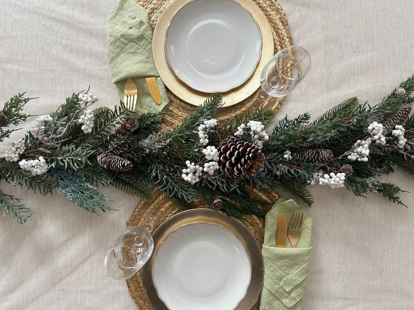 Christmas Garland, Artificial Fir Tree & Pine cones Garland, Evergreen Garland 3.6ft, Christmas Mantelpiece, Christmas table decor.