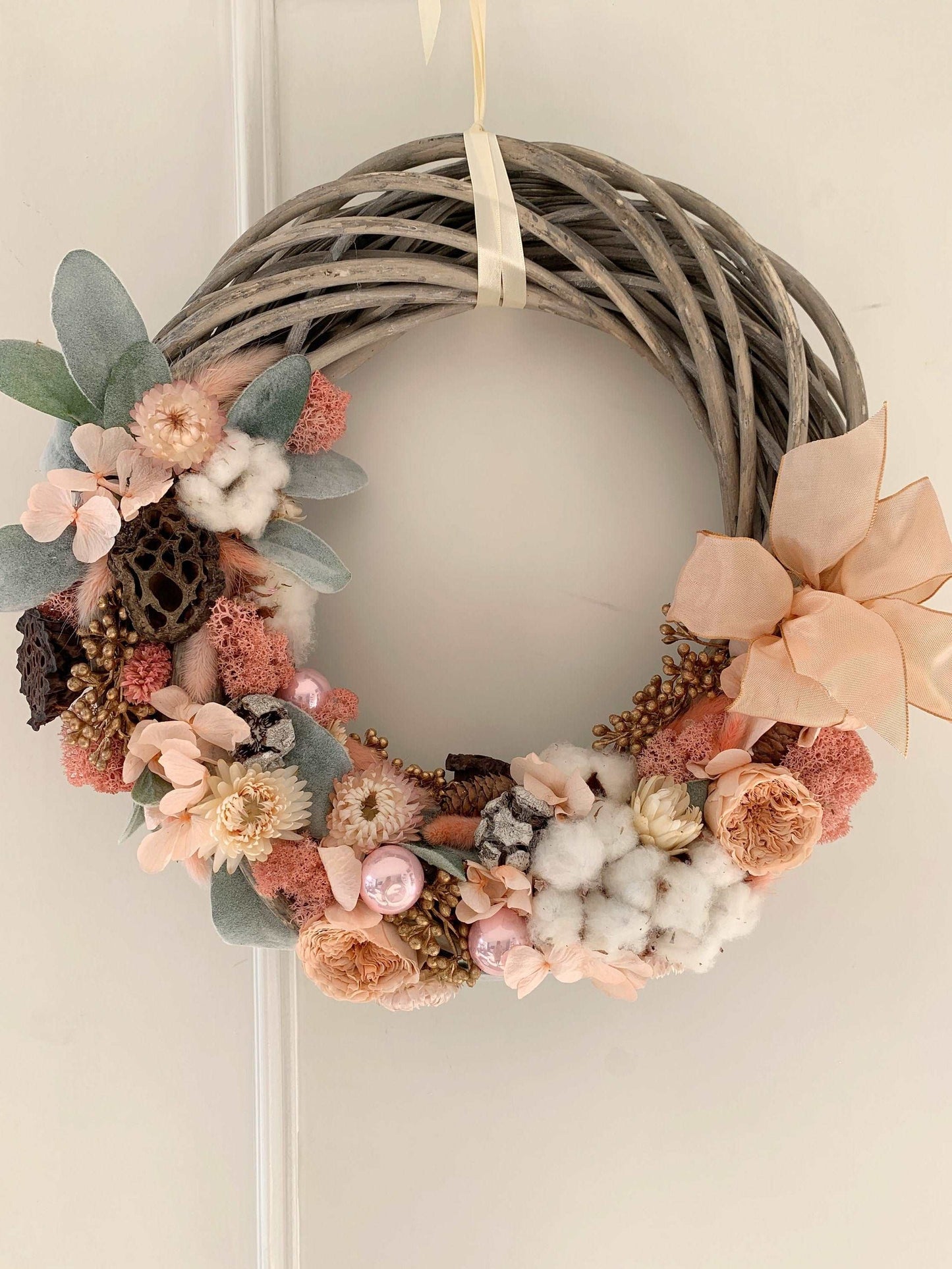 Blush Xmas Wreath, Christmas wreath, Winter wall decor, Christmas decor, Rustic Christmas Wreath, Winter wreath, Xmas decor
