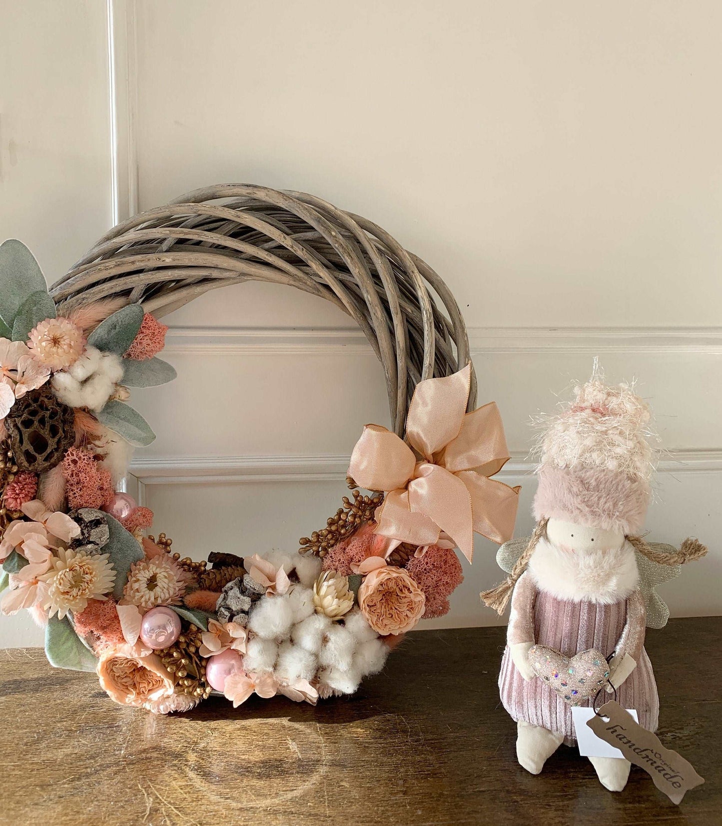 Blush Xmas Wreath, Christmas wreath, Winter wall decor, Christmas decor, Rustic Christmas Wreath, Winter wreath, Xmas decor