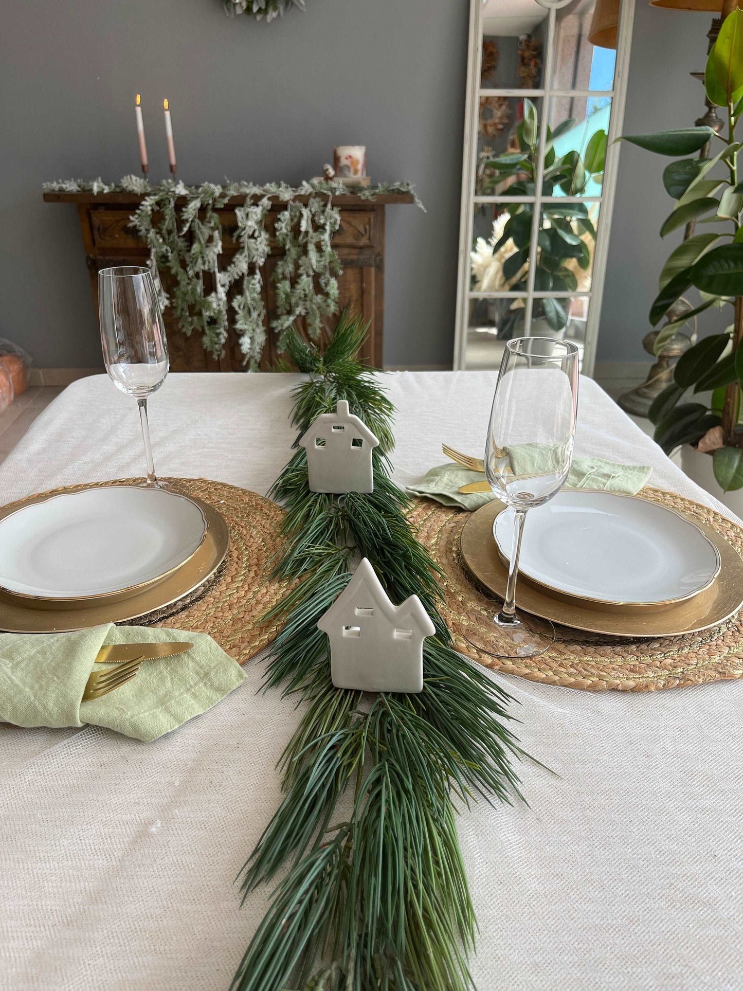Christmas Garland, Artificial Pine Garland, Evergreen Garland 6ft, Christmas Garland, Christmas Decor, Christmas table decor.