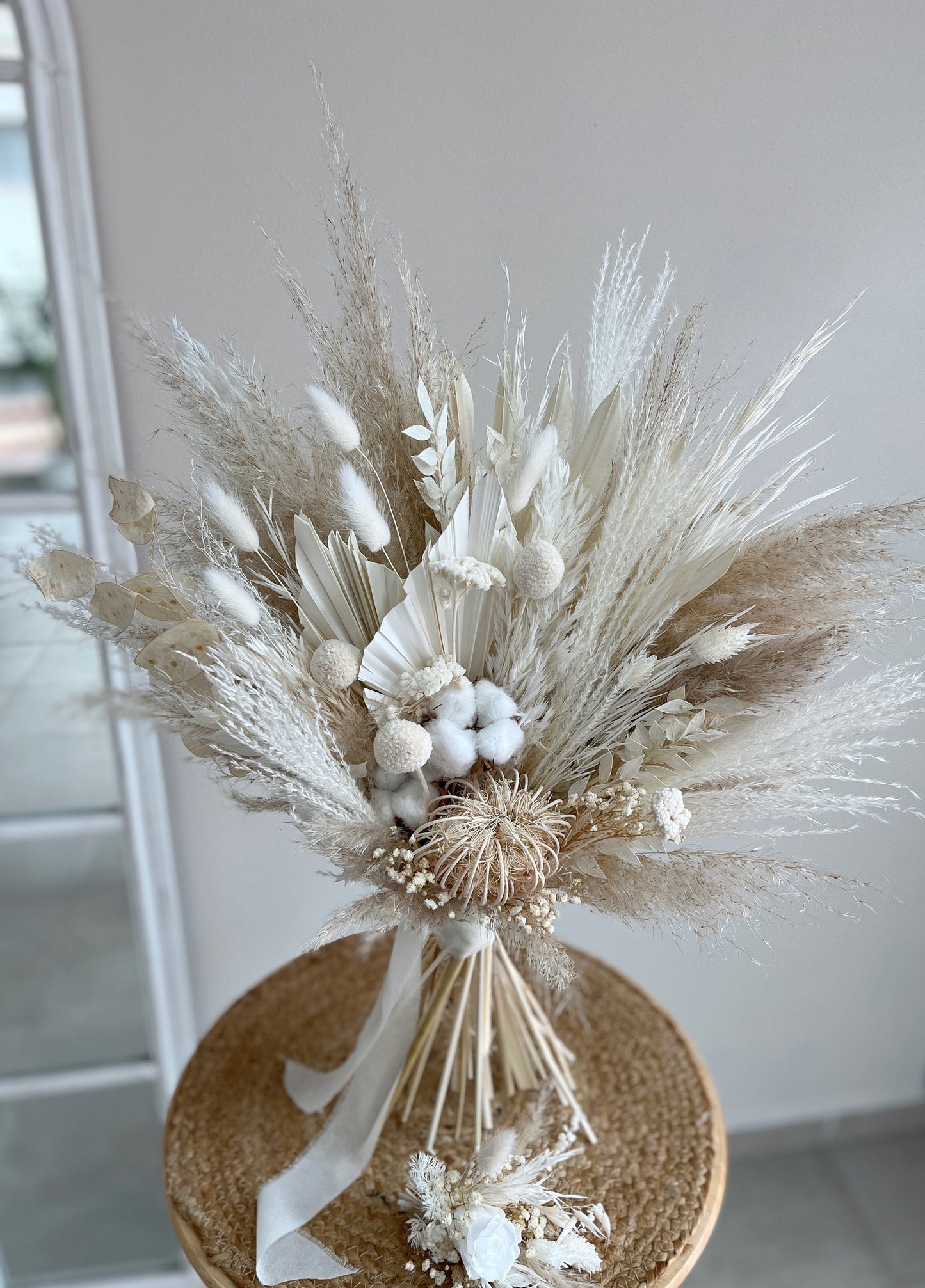 White Wedding Bouquet White Flowers Bouquet Boho Bouquet White Wedding Flowers White Dried Flower Bouquet for Bridesmaids White Bouquet Boho