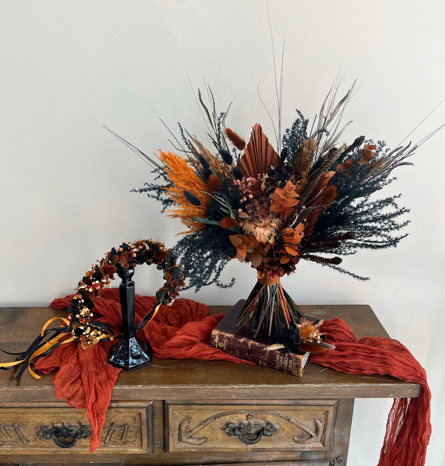 Bouquet Black Rust Moody Boho Bridal Flowers Gothic Wedding Bouquet Witchy Wedding Halloween Bridal Bouquet Misty Wedding Black Bouquet Rust