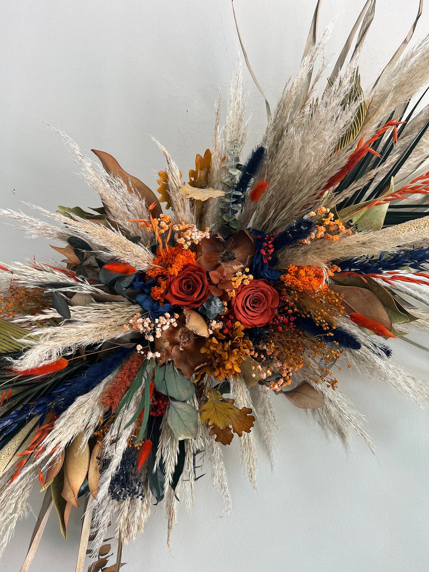 Cascade Wedding Bouquet Boho Terracotta Bridal Bouquet Navy Blue Cascading Bouquet for Bride Boho Bouquet Fall Colored Boho Wedding Cascade