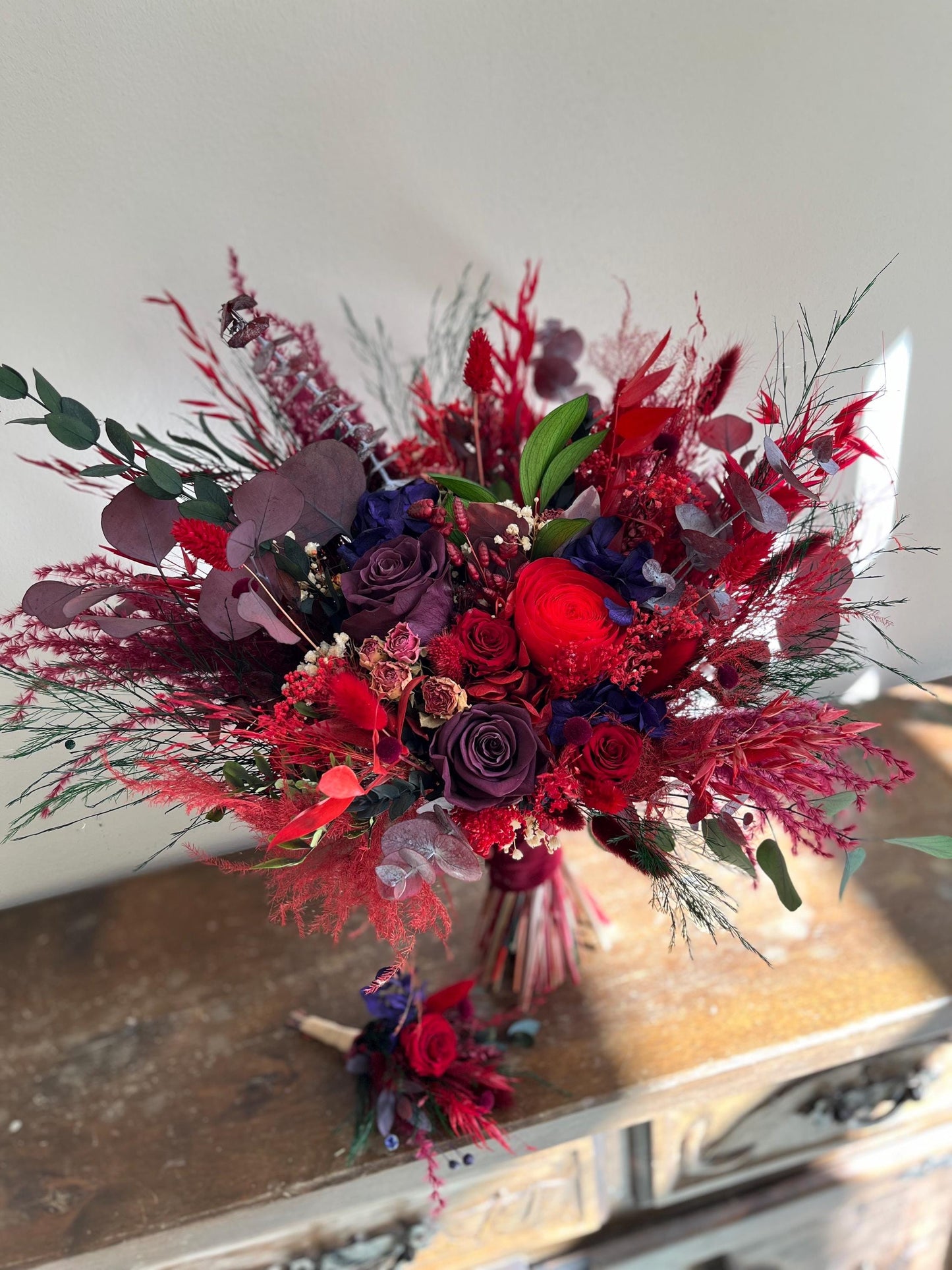 Wedding Bouquet Burgundy Bridal Red Boho Bouquet Burgundy Bridesmaids Bouquet Dried Flowers Wedding Bouquet Red Mauve Boho Bride Red Bouquet
