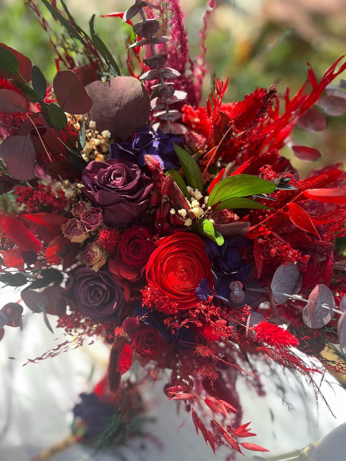 Mauve & Red Wedding Bouquet