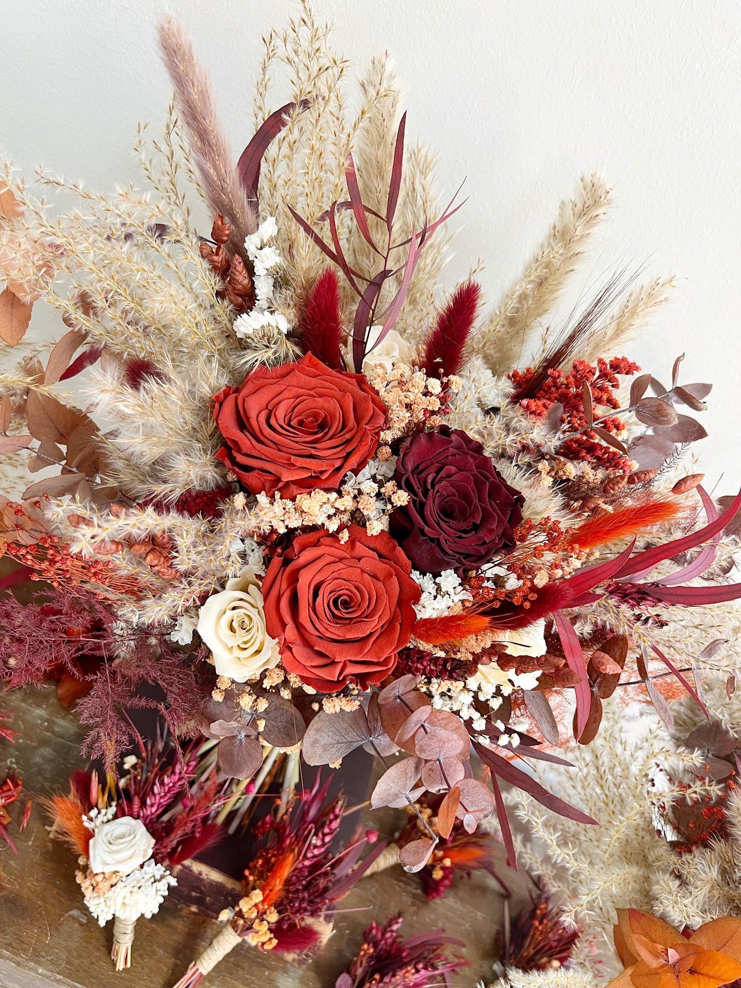 Burgundy Rust Bridal Bouquet Fall Wedding Themed Flowers for Wedding Rust Bouquet Terracotta Wedding Bouquet Dried Flowers Bouquet Boho