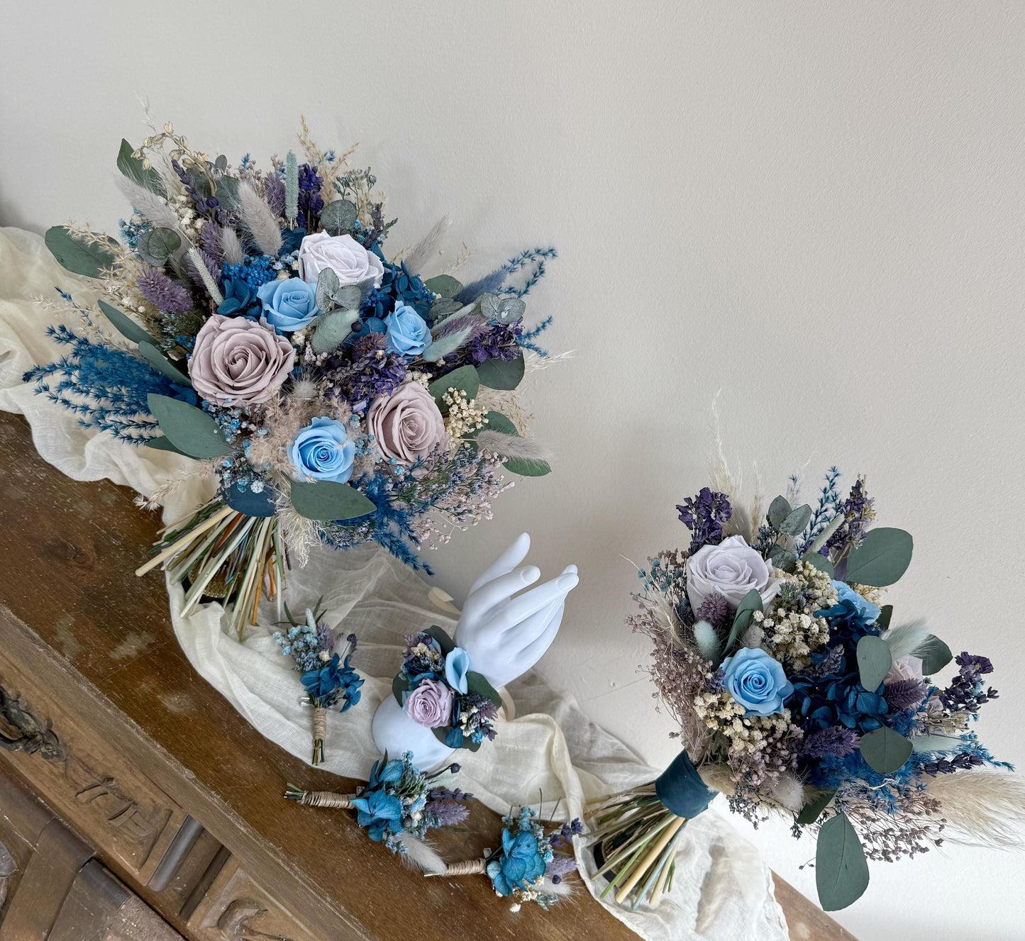 Wedding Bouquet Navy Blue Bridal Bouquet Blue Wedding Bouquet Navy Blue Dried Flower Bouquet Dusty Blue Dried Flower Wedding Bouquet Boho