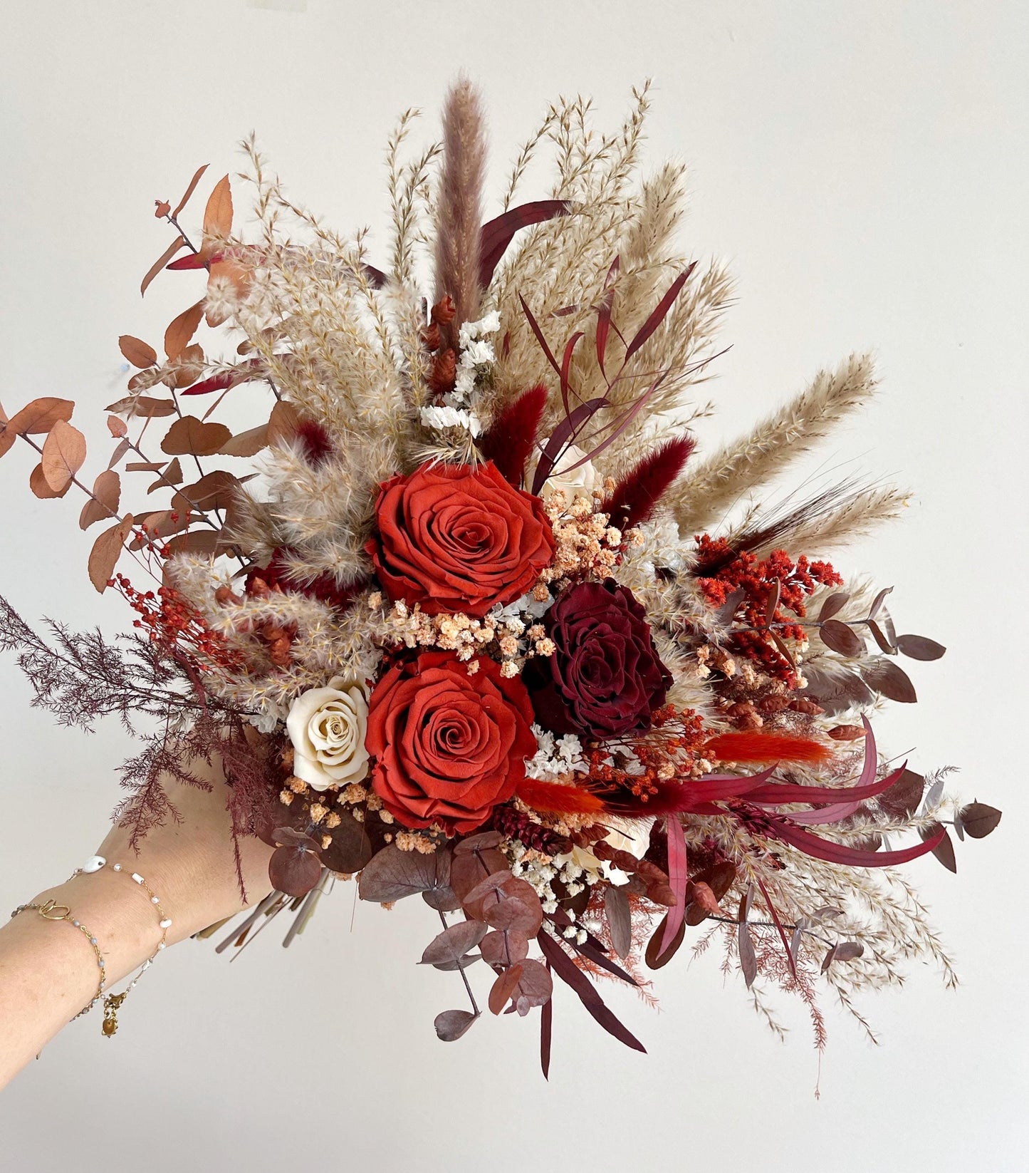 Burgundy Rust Bridal Bouquet Fall Wedding Themed Flowers for Wedding Rust Bouquet Terracotta Wedding Bouquet Dried Flowers Bouquet Boho