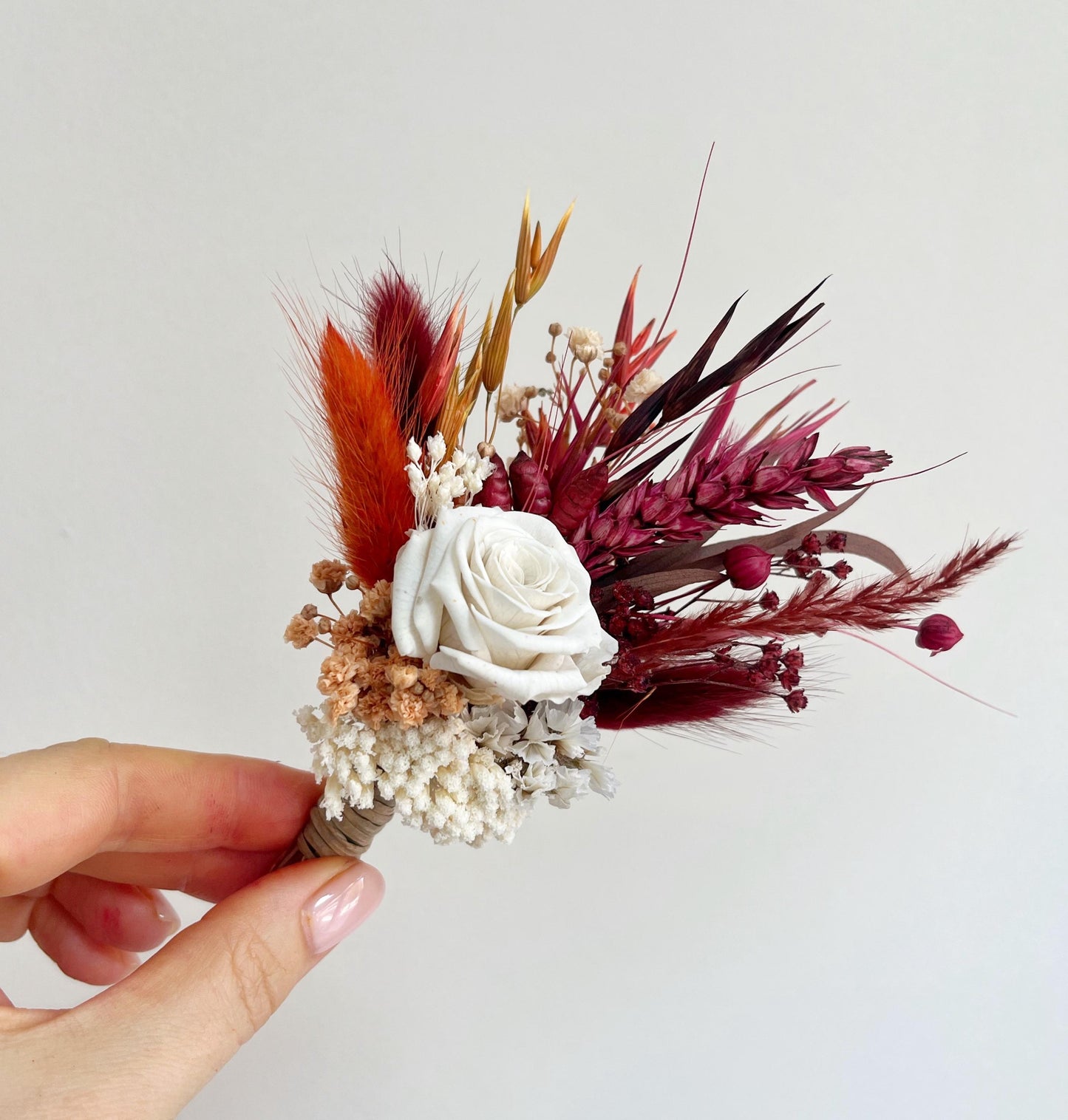 Burgundy Rust Bridal Bouquet Fall Wedding Themed Flowers for Wedding Rust Bouquet Terracotta Wedding Bouquet Dried Flowers Bouquet Boho