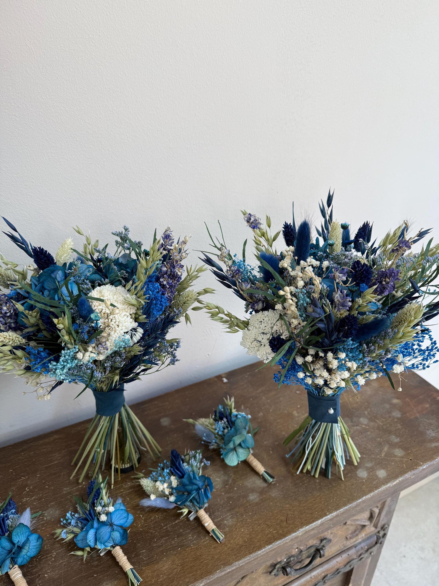 Wedding Bouquet Navy Blue Bridal Bouquet Blue Wedding Bouquet Navy Blue Dried Flower Bouquet Dusty Blue Dried Flower Wedding Rustic Boho