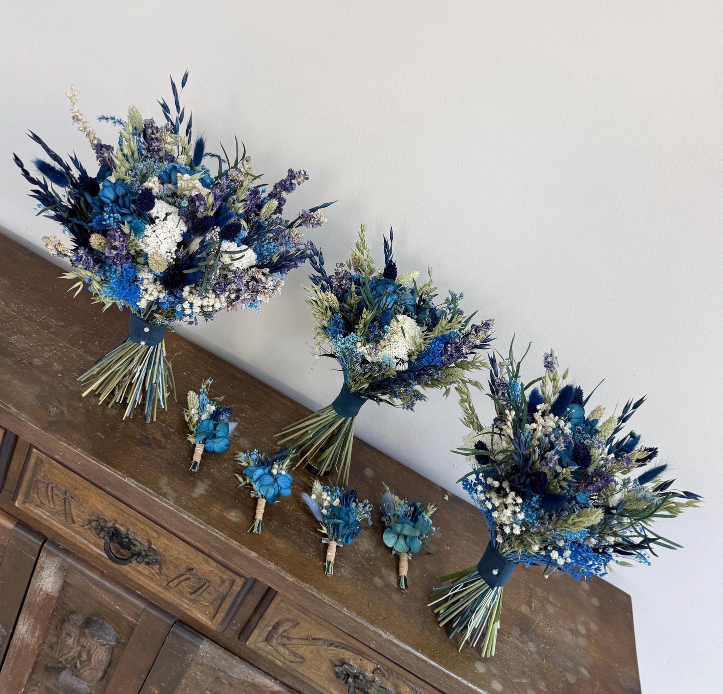 Wedding Bouquet Navy Blue Bridal Bouquet Blue Wedding Bouquet Navy Blue Dried Flower Bouquet Dusty Blue Dried Flower Wedding Rustic Boho