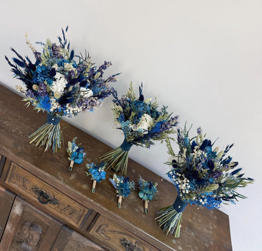 Wedding Bouquet Navy Blue Bridal Bouquet Blue Wedding Bouquet Navy Blue Dried Flower Bouquet Dusty Blue Dried Flower Wedding Rustic Boho