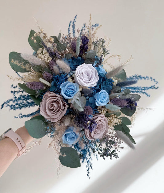 Wedding Bouquet Navy Blue Bridal Bouquet Blue Wedding Bouquet Navy Blue Dried Flower Bouquet Dusty Blue Dried Flower Wedding Bouquet Boho