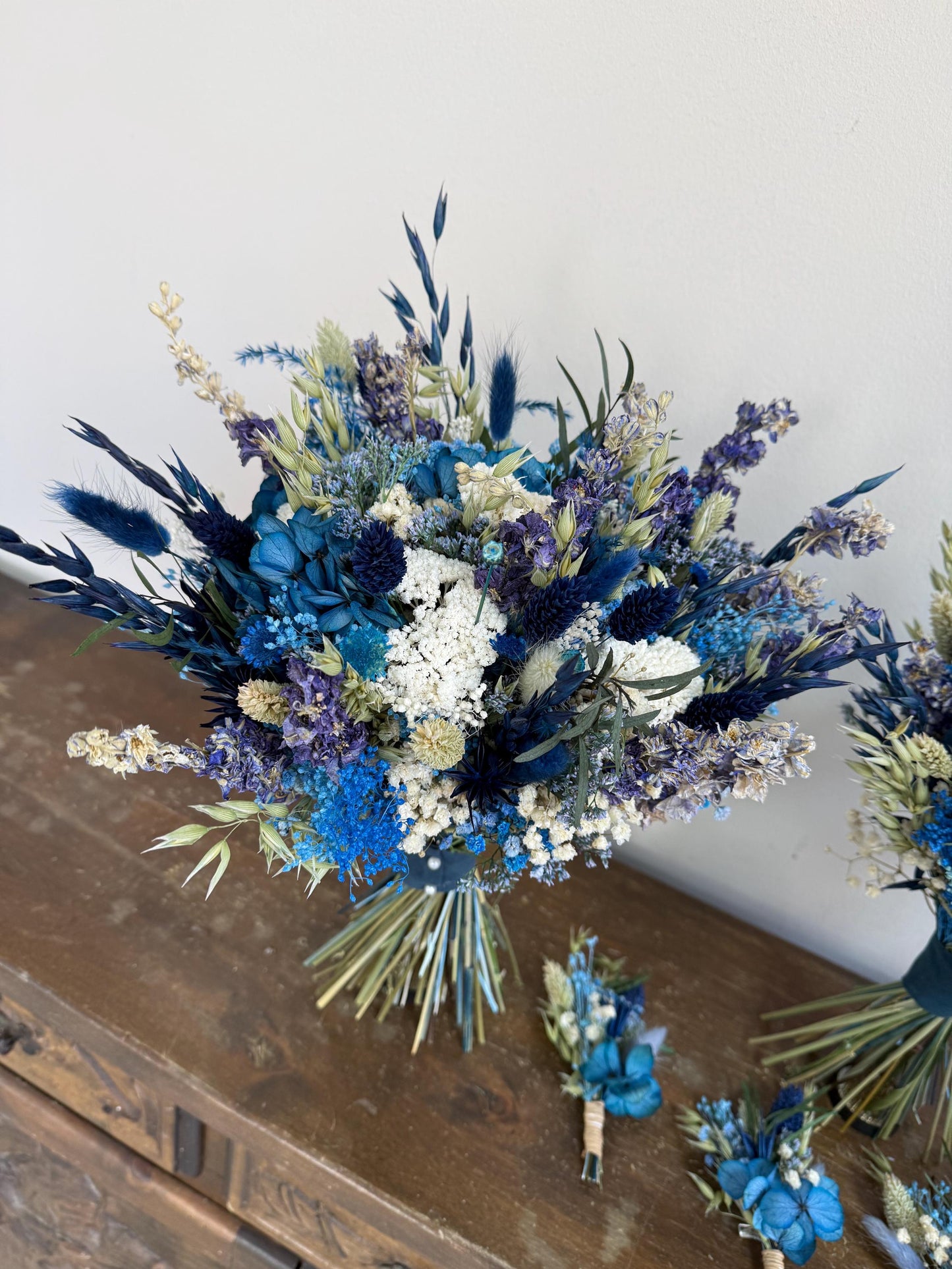 Wedding Bouquet Navy Blue Bridal Bouquet Blue Wedding Bouquet Navy Blue Dried Flower Bouquet Dusty Blue Dried Flower Wedding Rustic Boho
