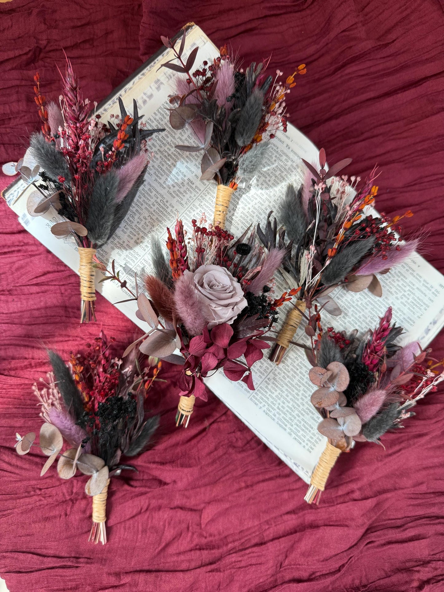 Burgundy and Mauve Moody Wedding Flowers