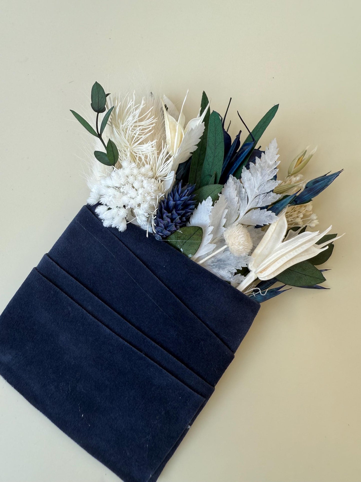 Navy Blue Bridal Bouquet, Dusty Blue Dried Flower Wedding Bouquet, Rustic Boho Bouquet, Blue Bridesmaid Bouquet, Dark Blue Wedding Flowers