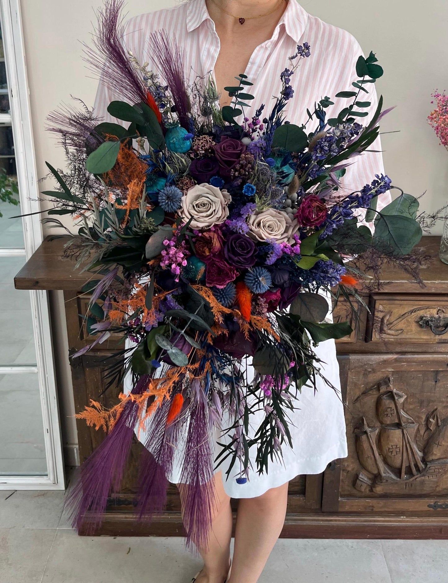 Bold Wedding Flowers | Jewel Tones Bridal Bouquet | Goth Florals