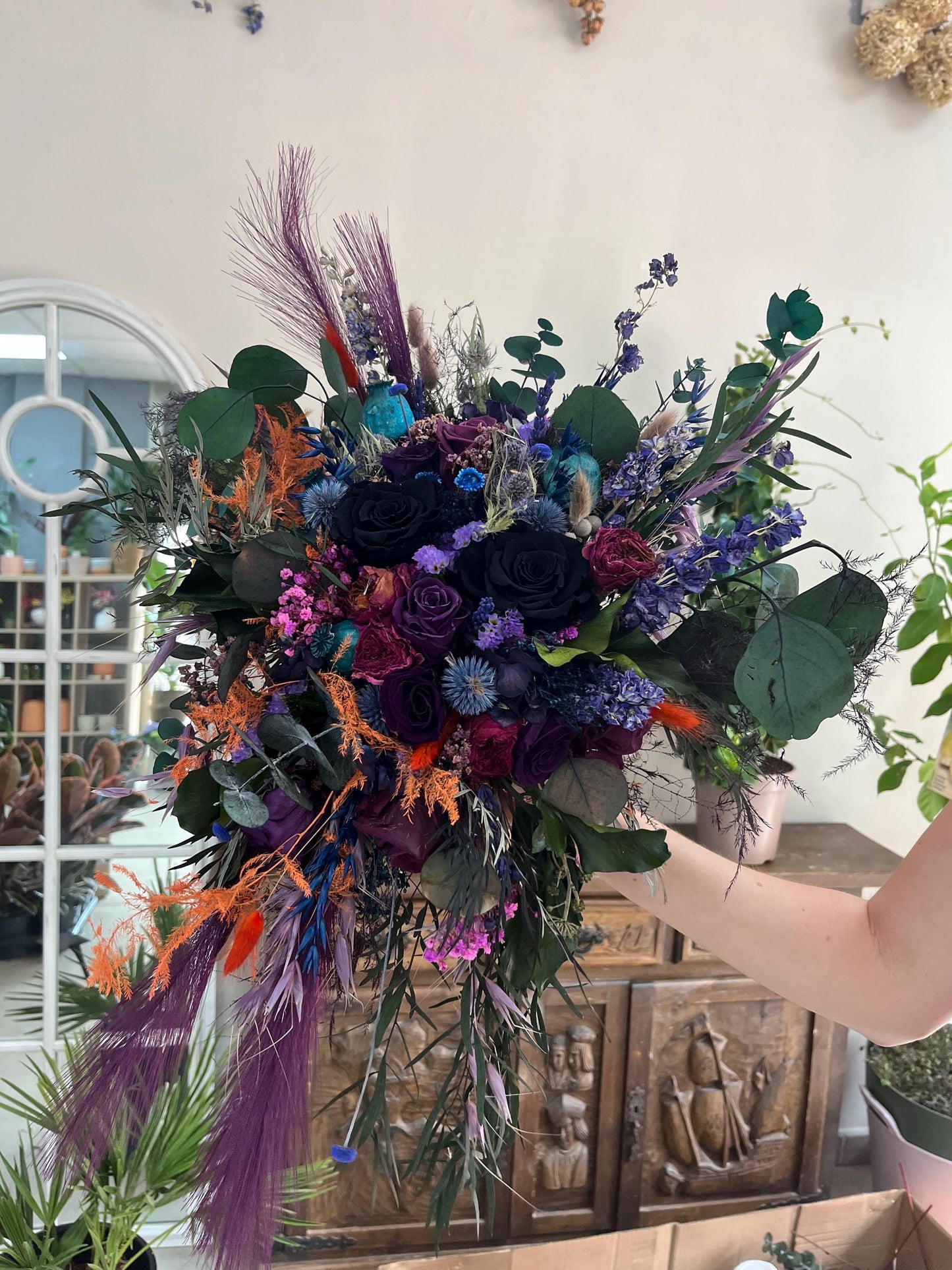 Bold Wedding Flowers | Jewel Tones Bridal Bouquet | Goth Florals