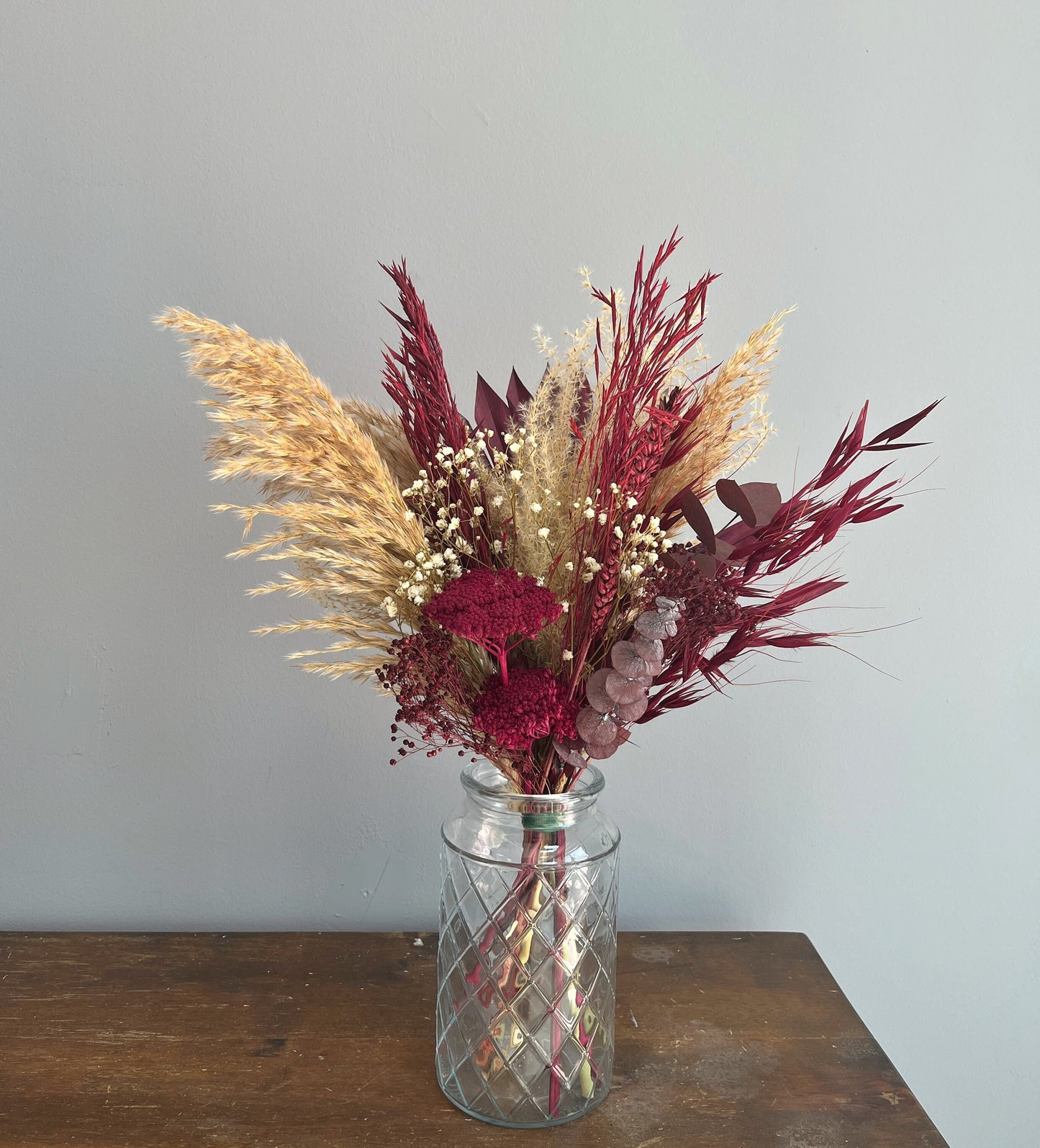 Burgundy Dried Bouquet, Rustic dried Bouquet, Boho Interior Bouquet, Boho Home Decor, Vase arrangement , Forever flowers, Bridesmaid Bouquet