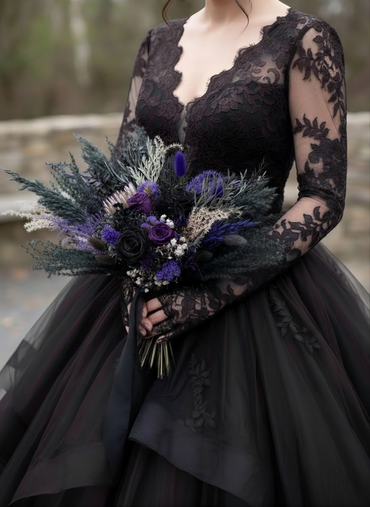 Black & Purple Wedding Bouquet
