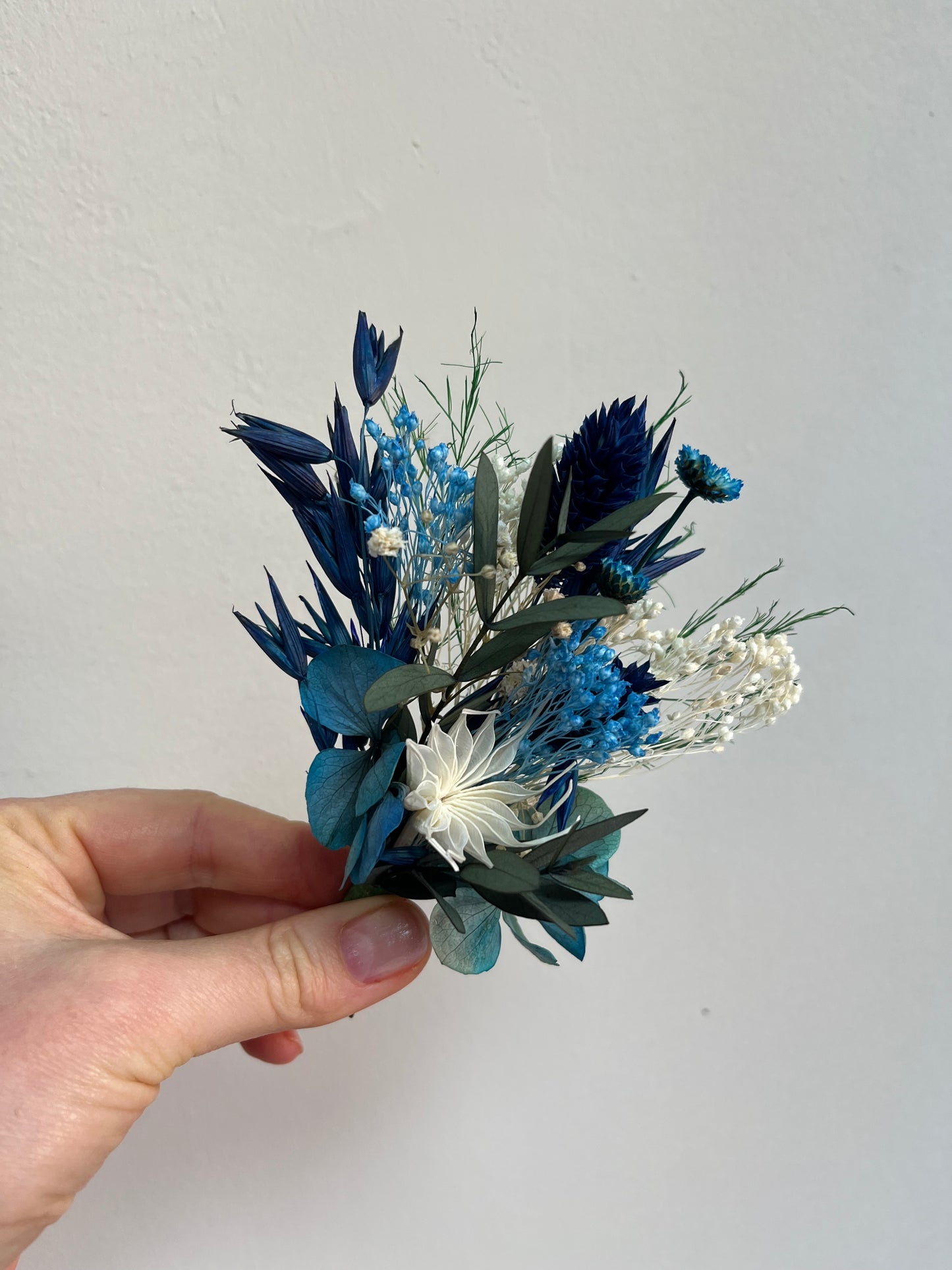 Navy Blue Bouquet with Peacock feathers