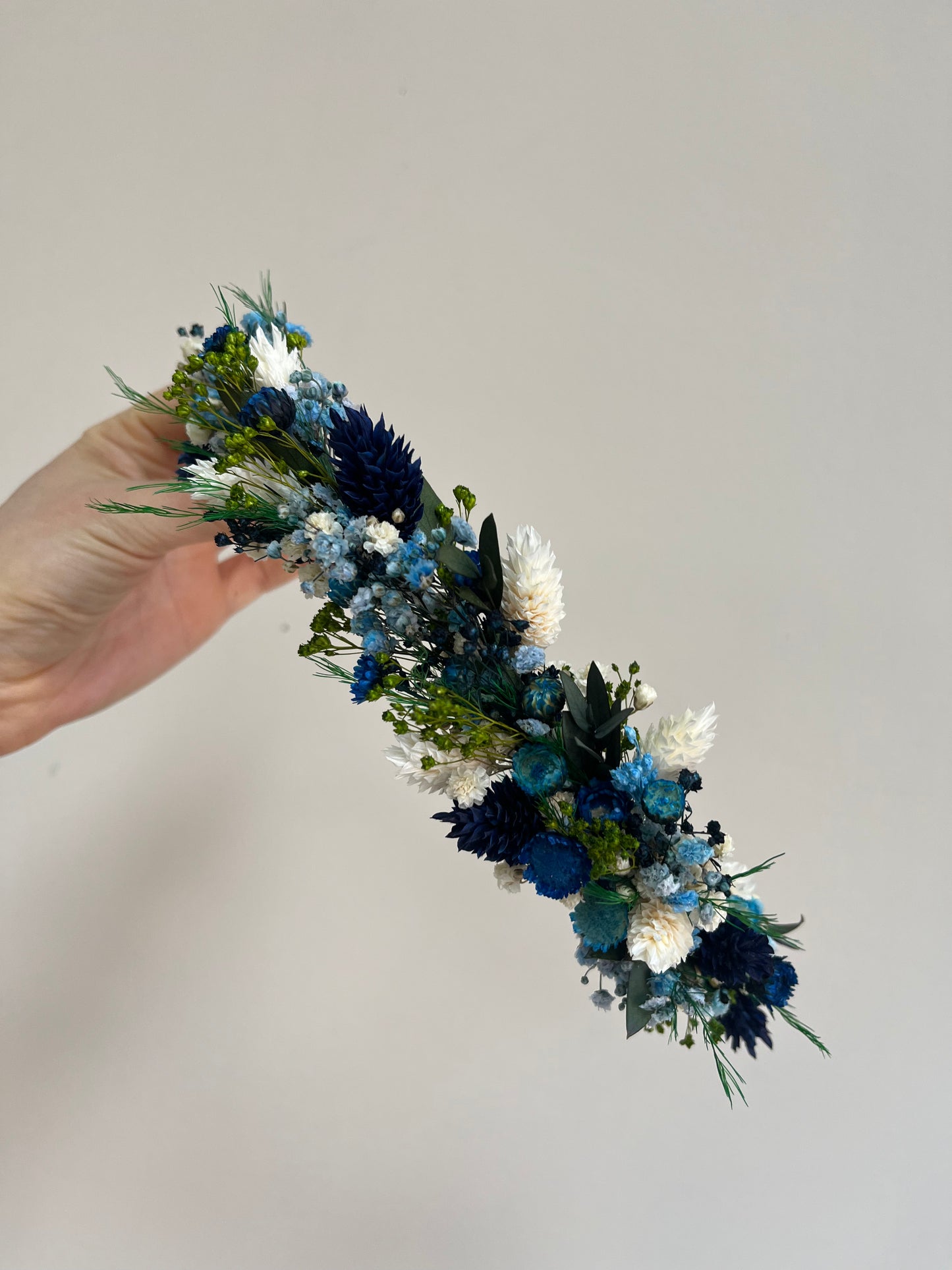 Navy Blue Bouquet with Peacock feathers