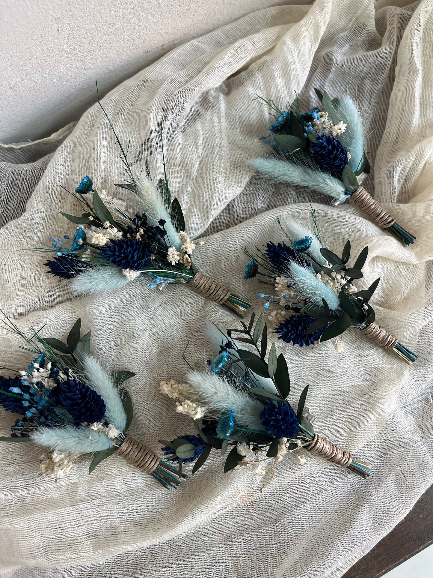 Navy Blue Bouquet with Peacock feathers