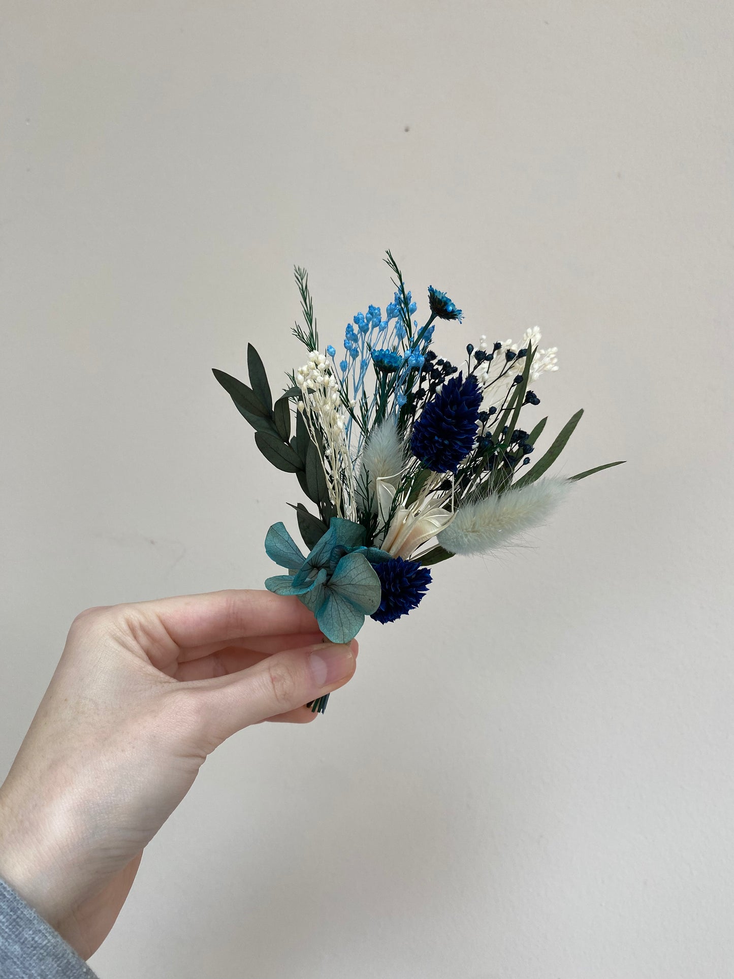 Navy Blue Bouquet with Peacock feathers