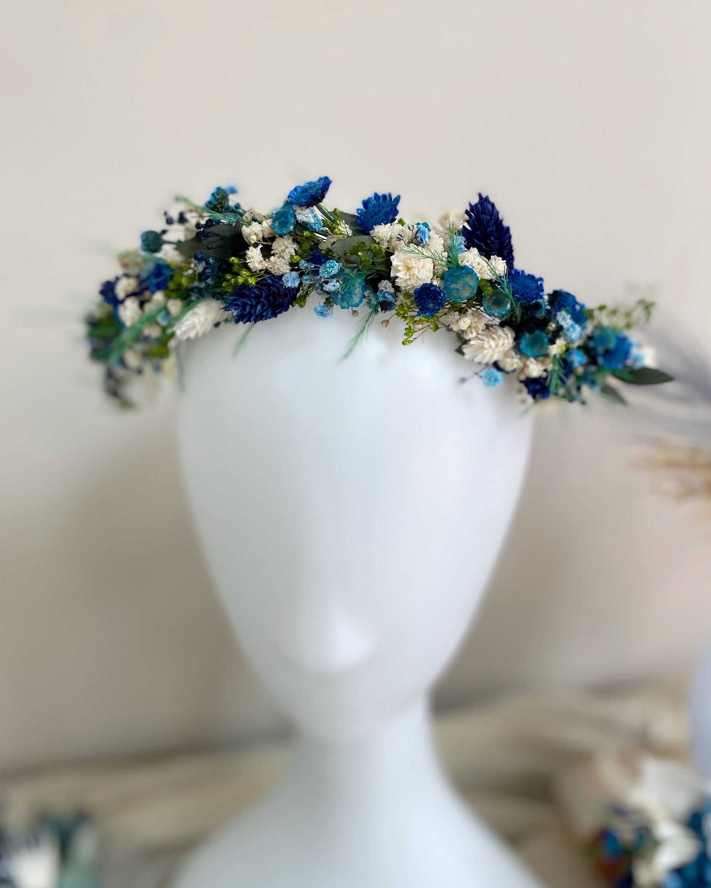 Navy Blue Bouquet with Peacock feathers