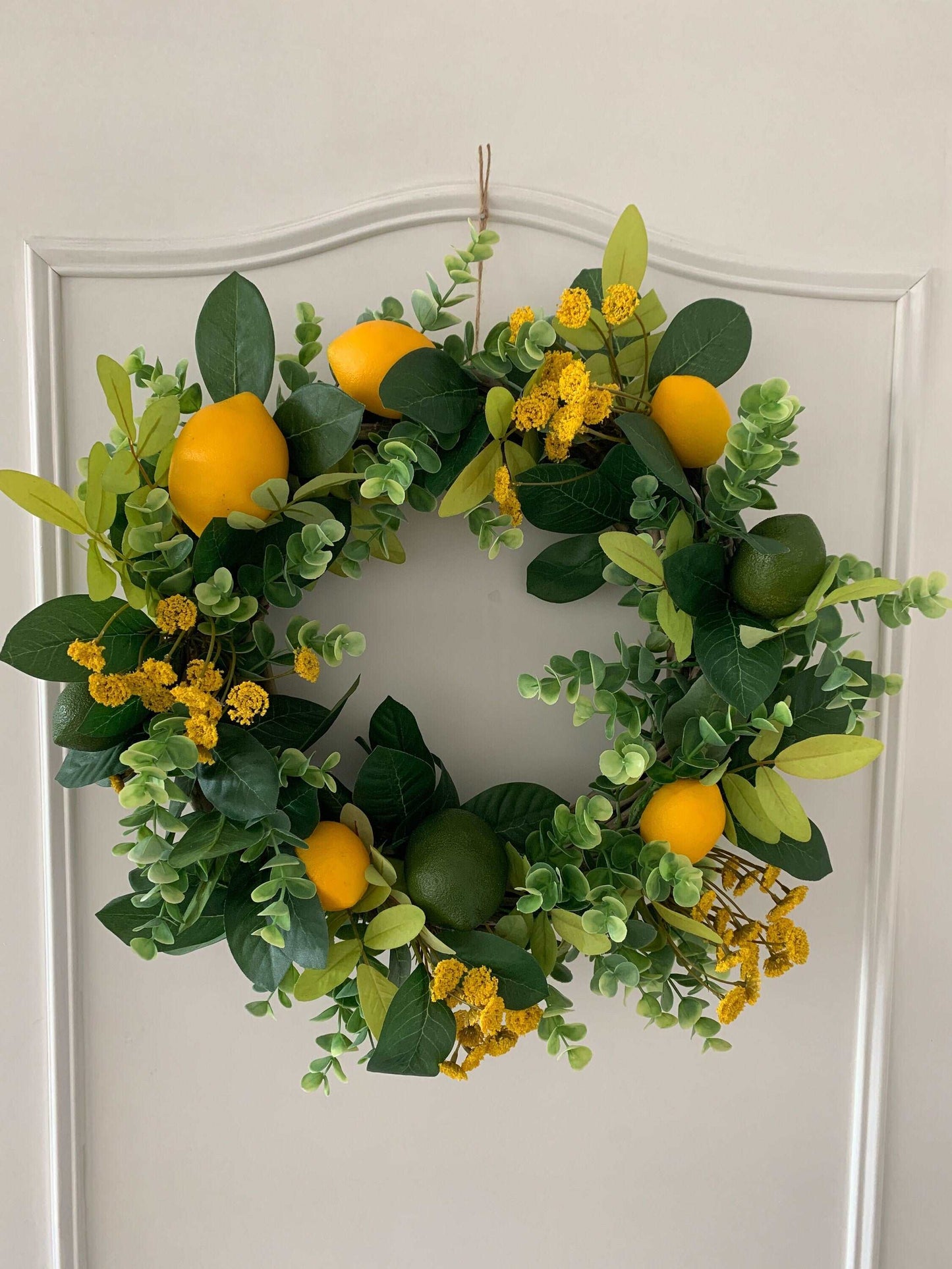 Lemon and Eucalyptus Spring Wreath for Front Door, Citrus Wreath