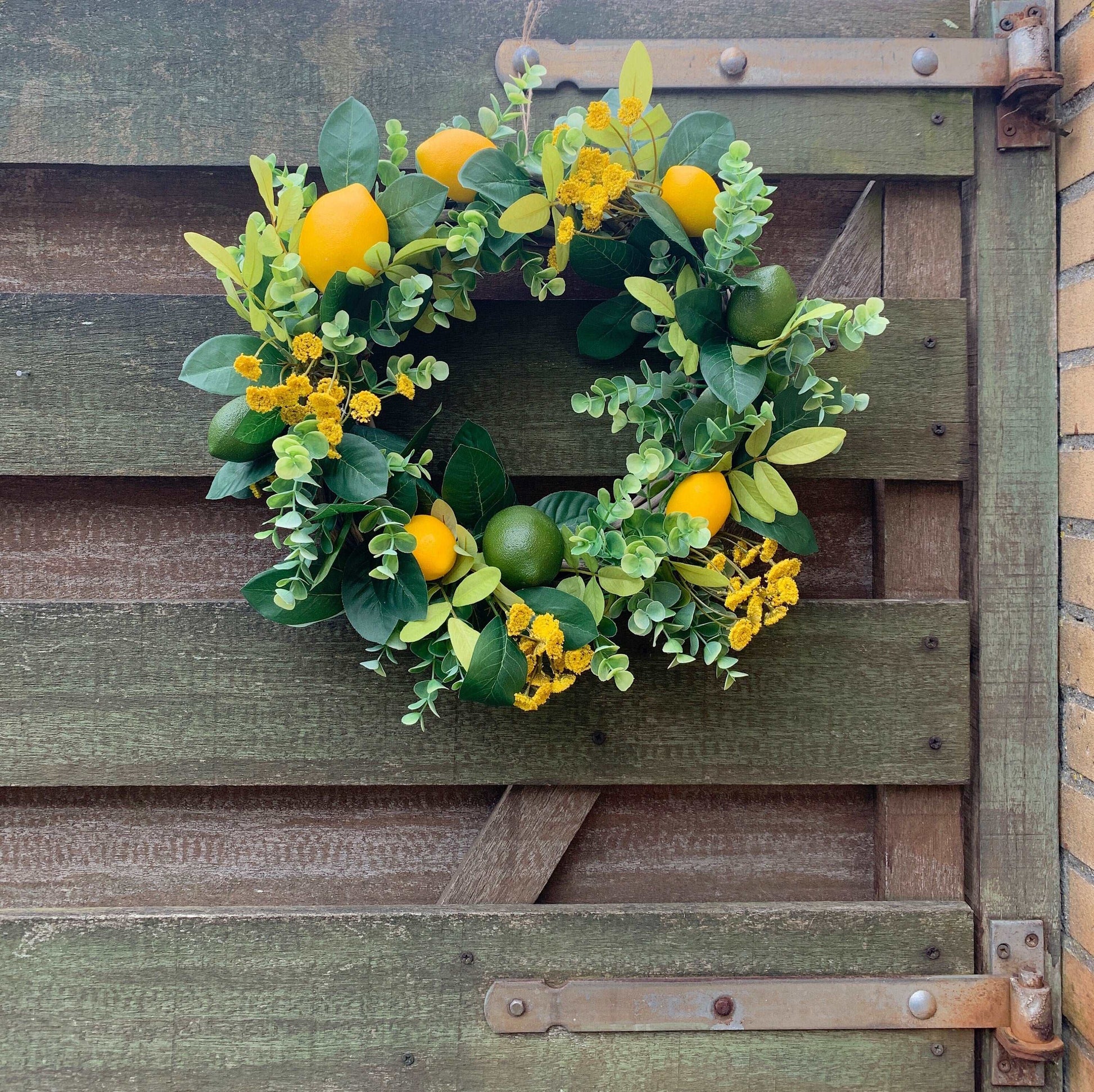 Lemon and Eucalyptus Spring Wreath for Front Door, Citrus Wreath