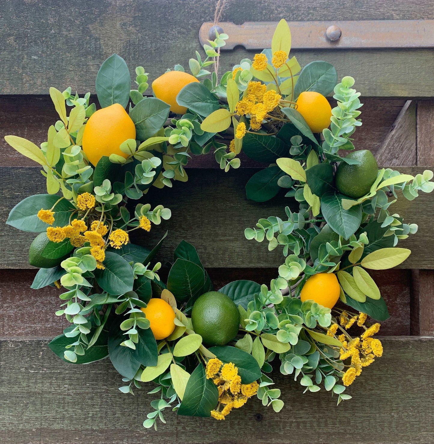 Lemon and Eucalyptus Spring Wreath for Front Door, Citrus Wreath