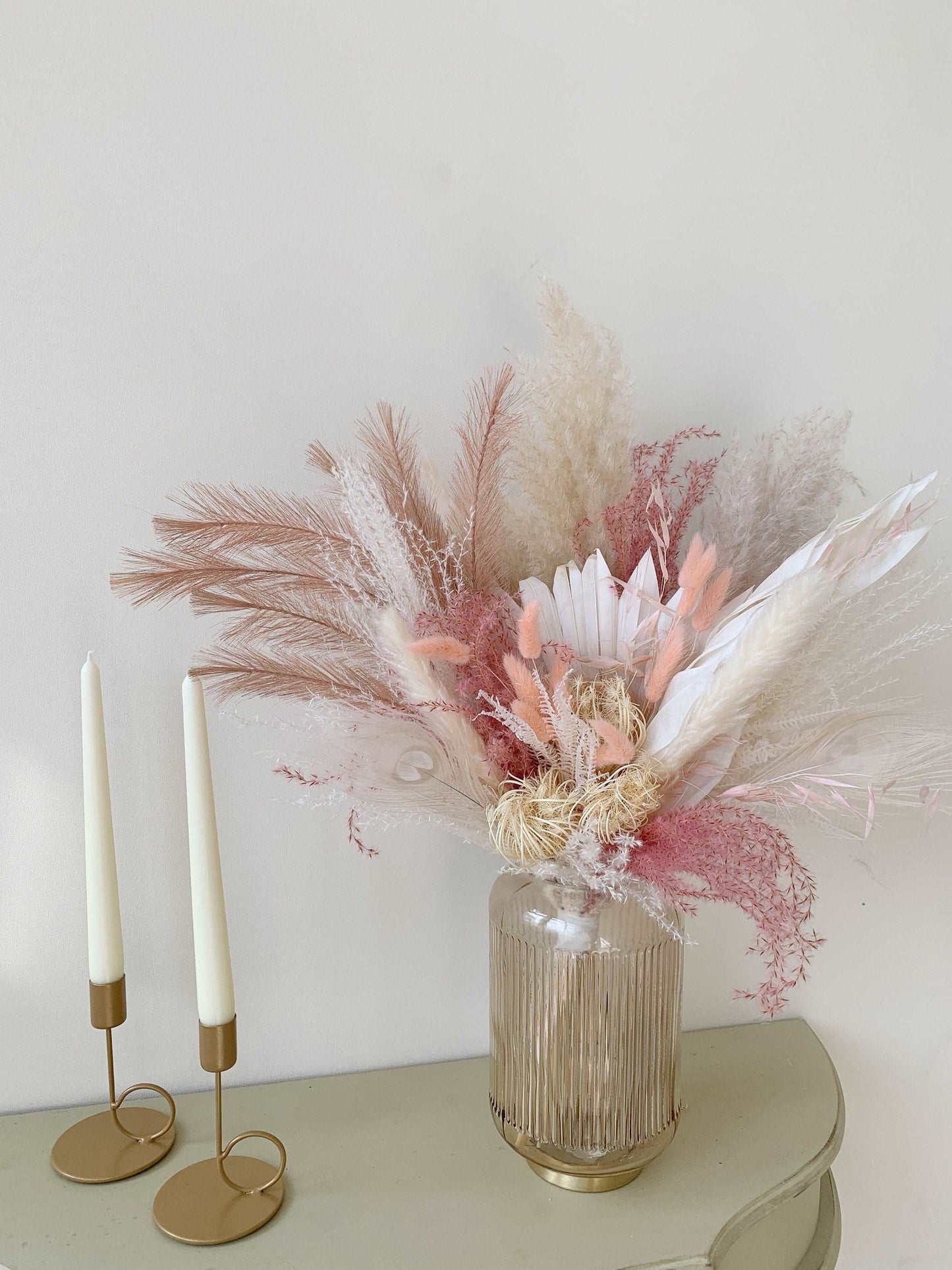 Dried Bouquet, Dusty Pink and White dried Bouquet,Boho Interior Bouquet, Boho Home Decor, Dried flower arrangement , Forever flowers