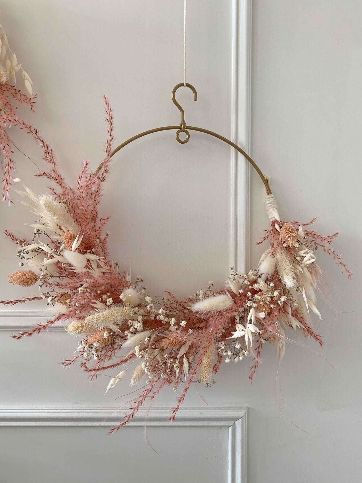Dried flower Rustic wreath, White wreath, Wall ring, Rustic home decor