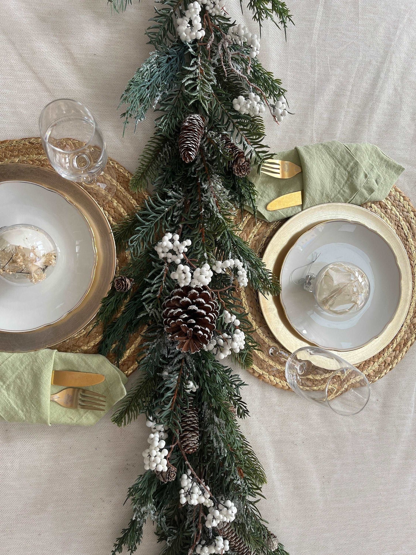 Christmas Garland, Artificial Fir Tree & Pine cones Garland, Evergreen Garland 3.6ft, Christmas Mantelpiece, Christmas table decor.