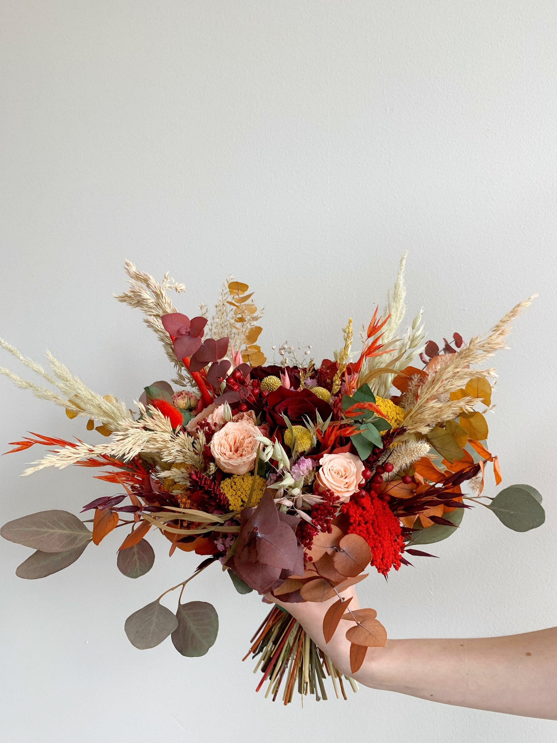 Rust Burgundy Wedding Bouquet Berry Colored Bouquet Boho Wedding Bouquet Dried Flowers Bridal Bouquet Wedding Rustic Bouquet for Bride to be