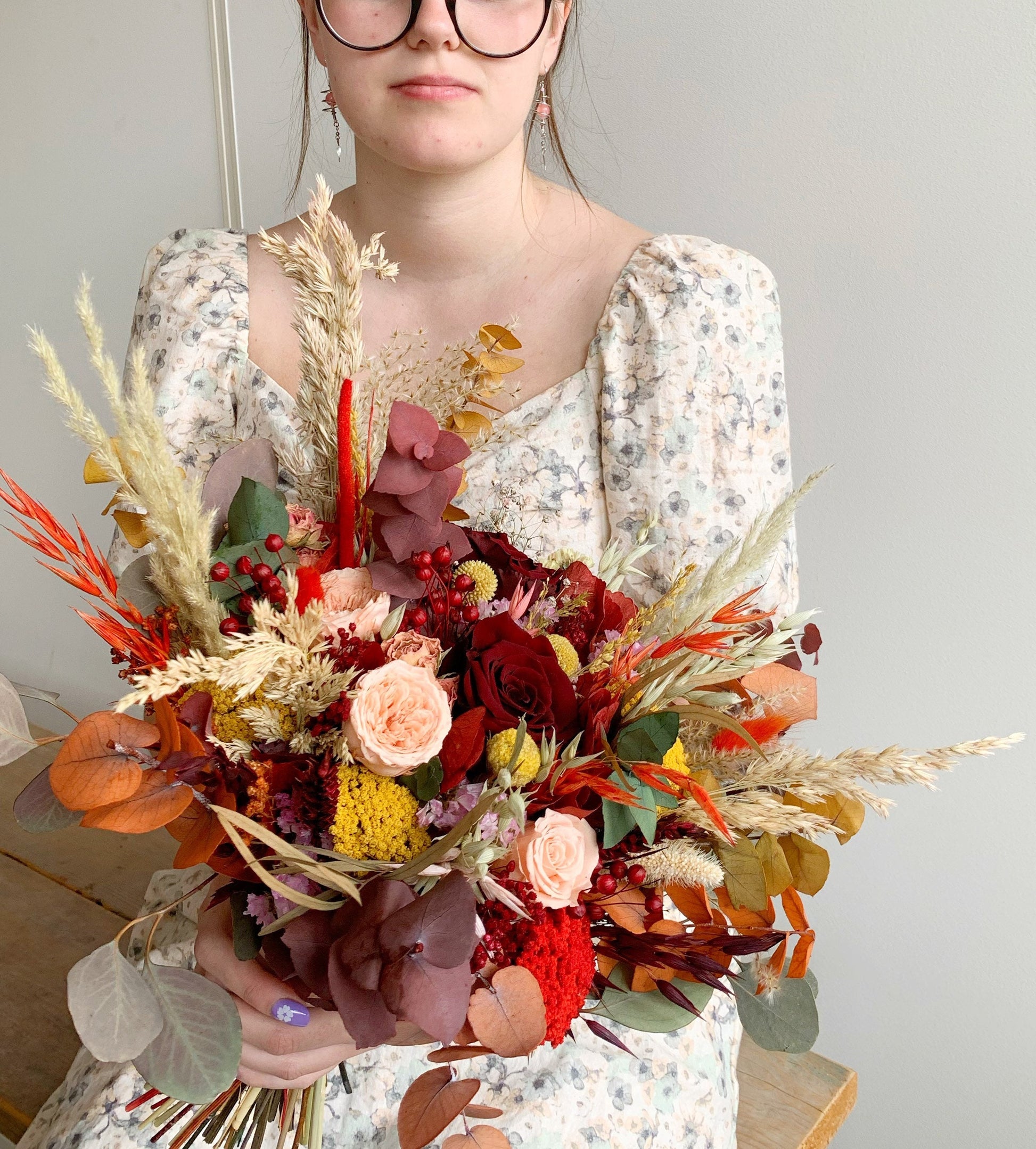 Rust Burgundy Wedding Bouquet Berry Colored Bouquet Boho Wedding Bouquet Dried Flowers Bridal Bouquet Wedding Rustic Bouquet for Bride to be