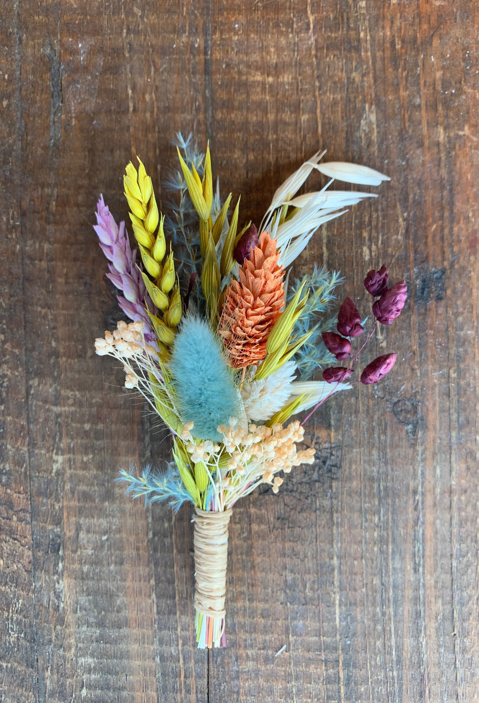 Boho Rustic Rainbow Bouquet, Colorful Bridal Bouquet, Summer Wedding Bouquet, Rust Blue Bouquet, Dried Bridal Bouquet,Spring Wedding Bouquet