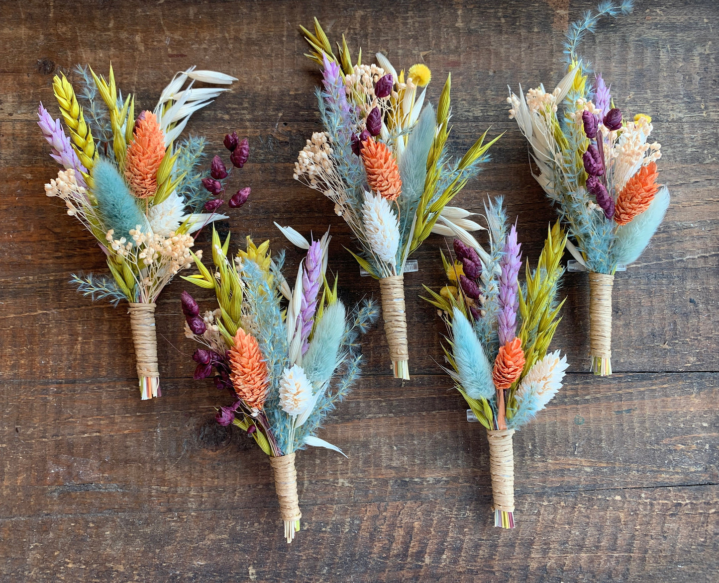 Boho Rustic Rainbow Bouquet, Colorful Bridal Bouquet, Summer Wedding Bouquet, Rust Blue Bouquet, Dried Bridal Bouquet,Spring Wedding Bouquet