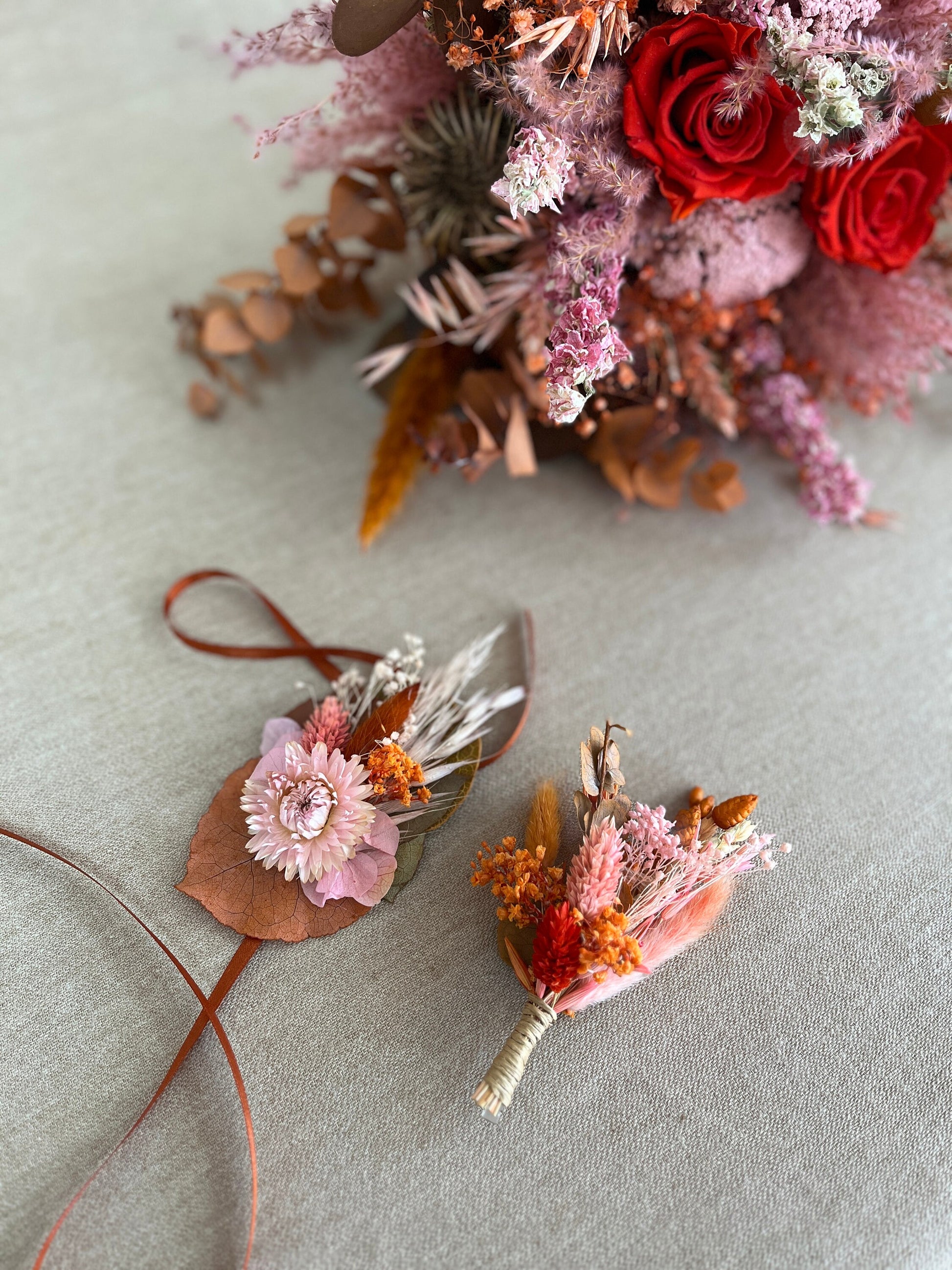 Terracotta & Pink Wedding Flowers