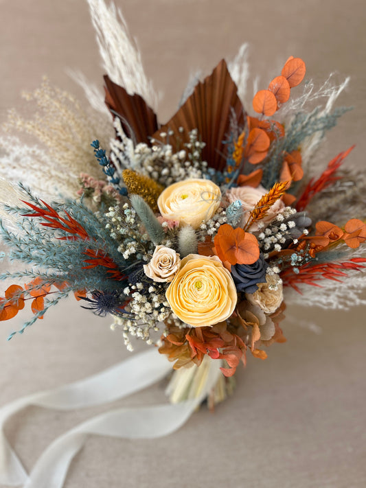 Rust & Dusty Blue Wedding Flowers