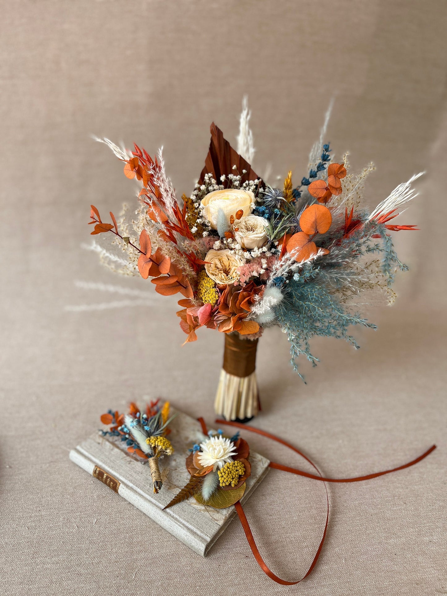 Rust & Dusty Blue Wedding Flowers