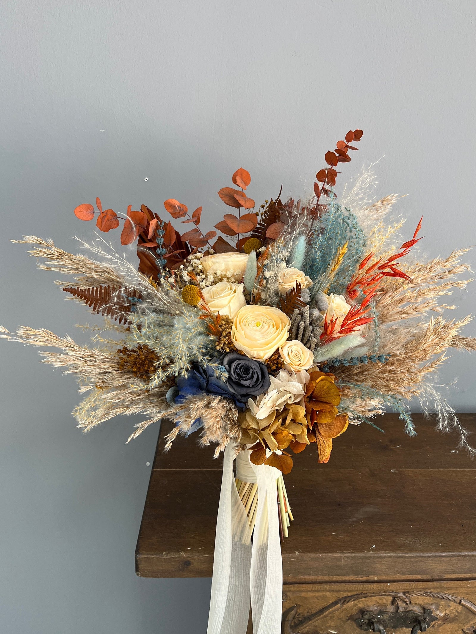 Rust & Dusty Blue Wedding Flowers