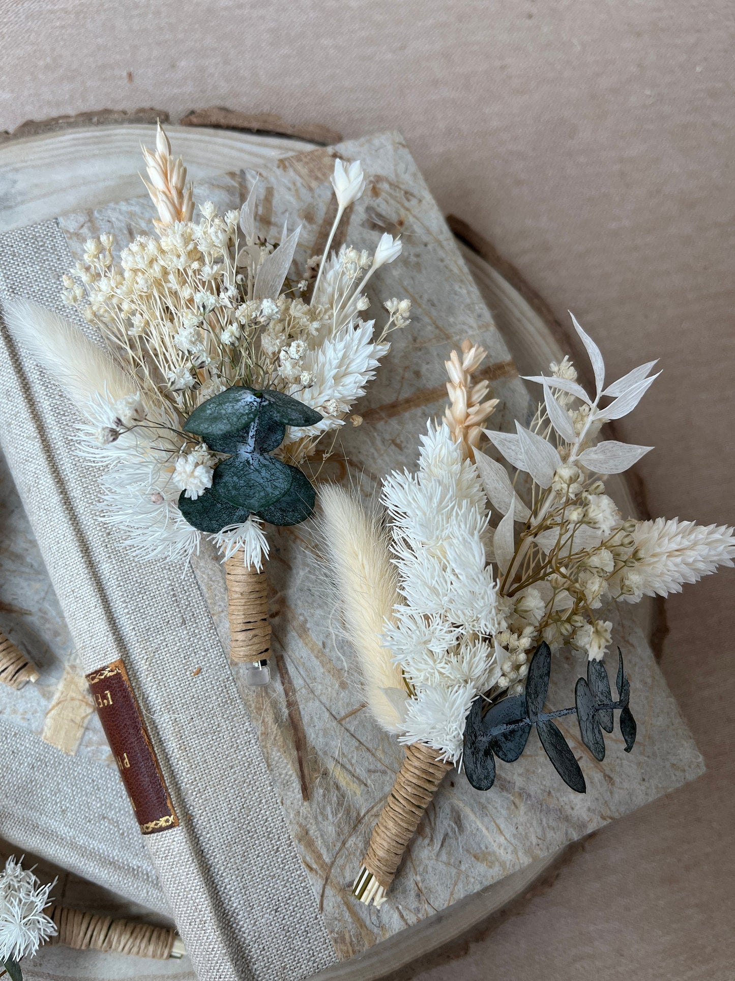 Peach Bridal Bouquet | Dried Boho Wedding Flowers Salmon Rose