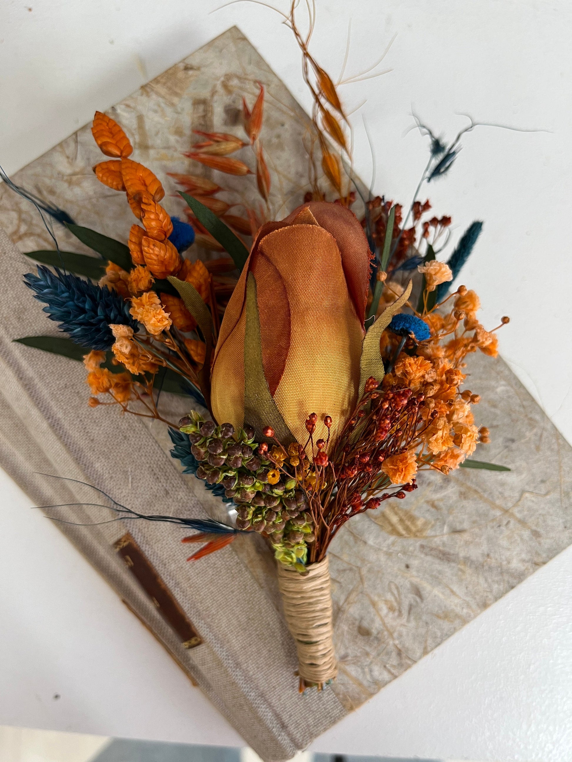 Fall Bouquet with Peacock Feathers