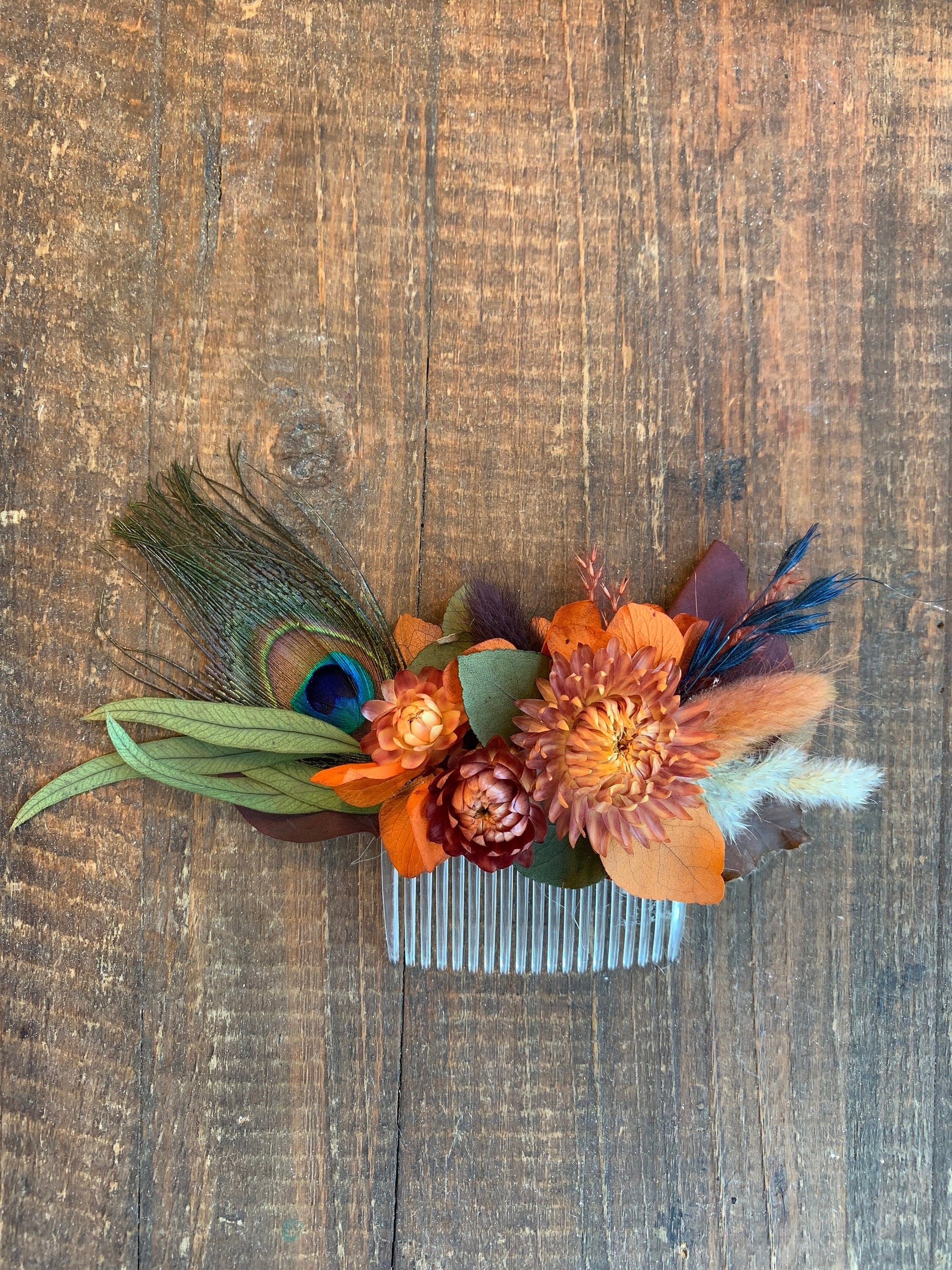 Fall Bouquet with Peacock Feathers